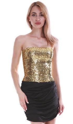 Adult Sequin Bandeau Tube Top (Gold)